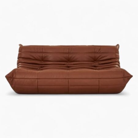 Togo Sofa Brown Leather 3 - Togo Sofa, three seater