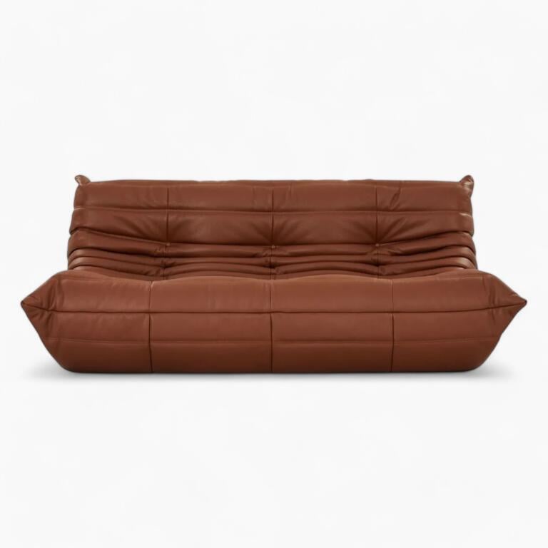 Togo Sofa Brown Leather 3 - Togo Sofa,  tree seater
