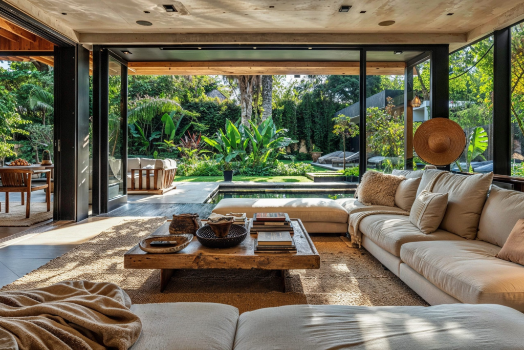 Mid Century Modern Interior Design Characteristics but semi-outdoor