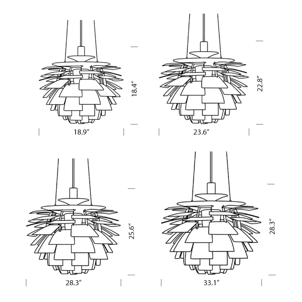 PH Artichoke Lamp Replica Dimensions Mobile