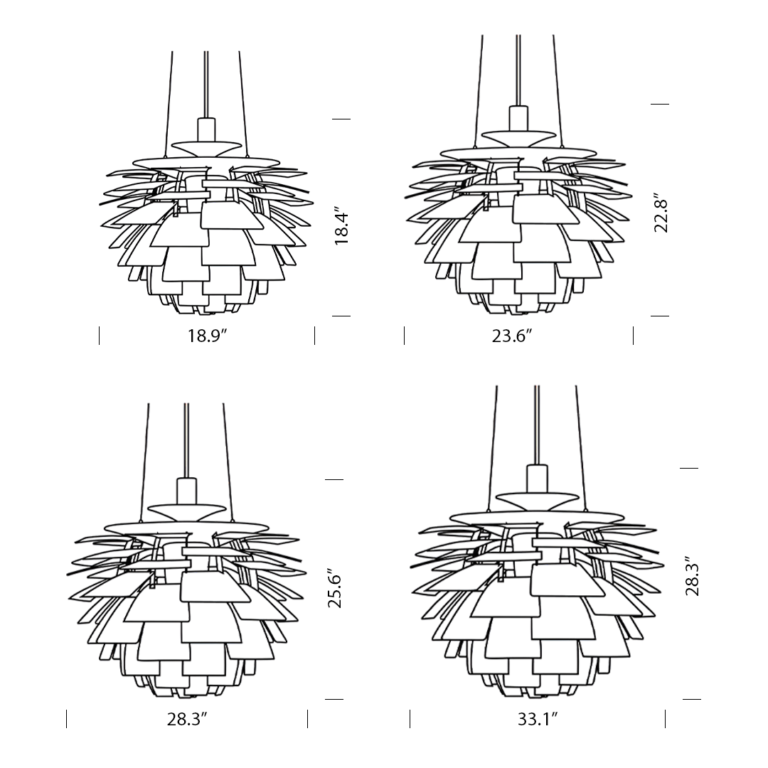 PH Artichoke Lamp Replica Dimensions Mobile