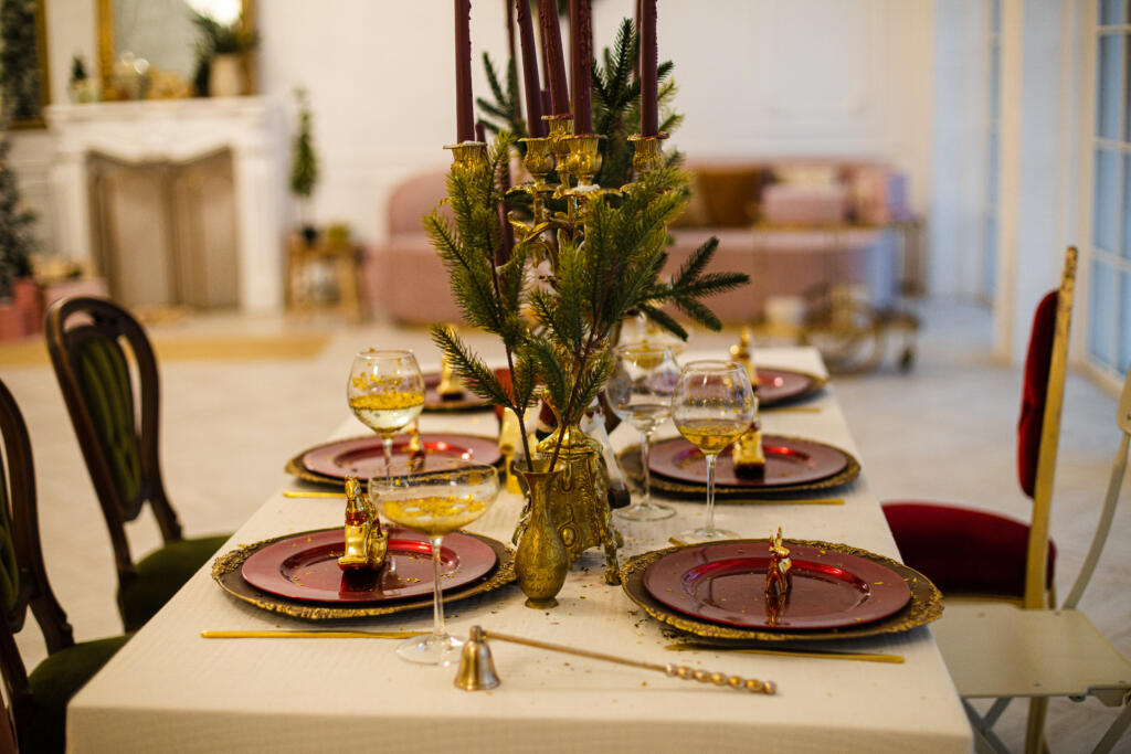 A beautiful and stylish table is waiting for guests for the holiday