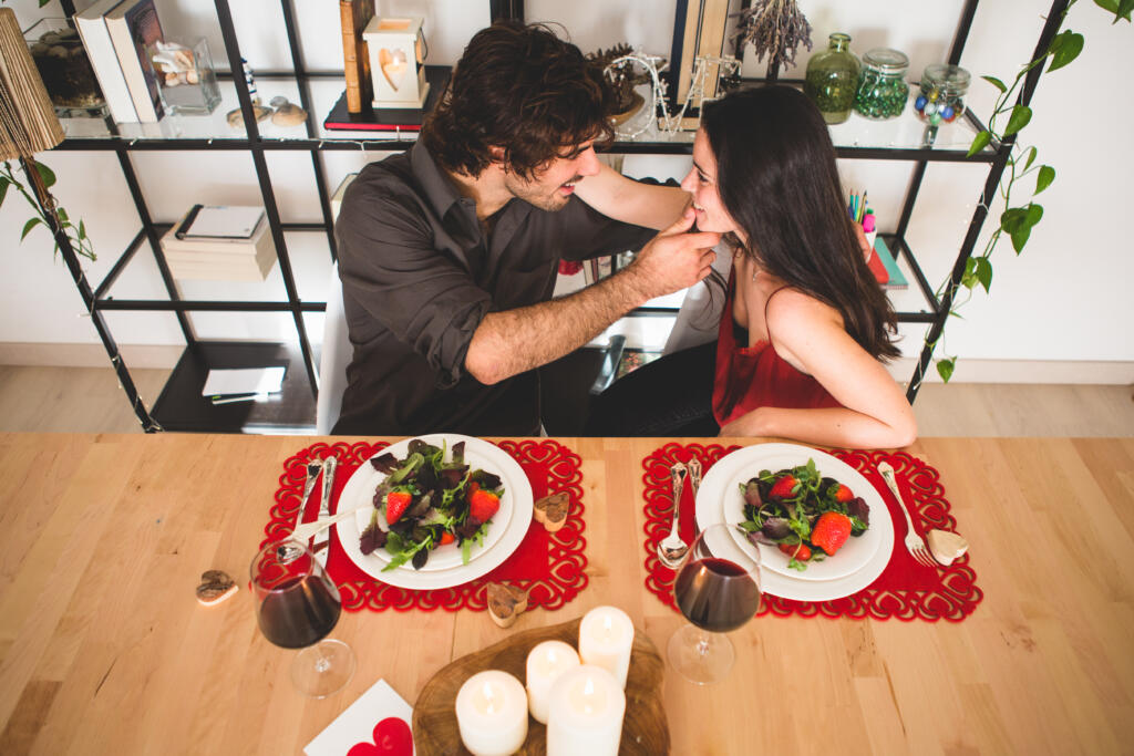 a couple having night meal