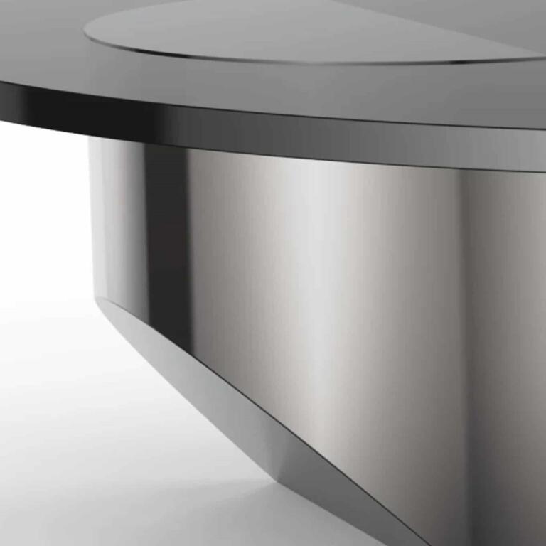 Wedge Coffee Table Replica Black Polish Steel 4