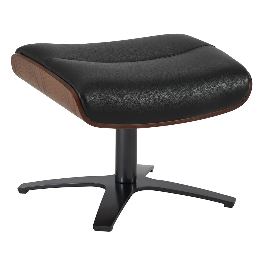 Elvin Leather Recliner and Ottoman Replica Black 6