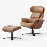 Elvin Leather Recliner And Ottoman Replica Brown 1