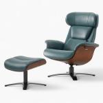 Elvin Leather Recliner And Ottoman Replica Teal 1