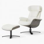 Elvin Leather Recliner And Ottoman Replica White 1