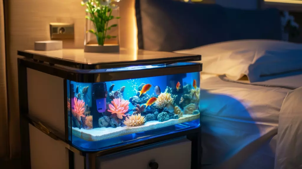 Get Best Both Worlds With This Bedside Table That Doubles As Fish Tank Allowing You Store Personal Items While Enjoying Calming Presence Underwater Oasis