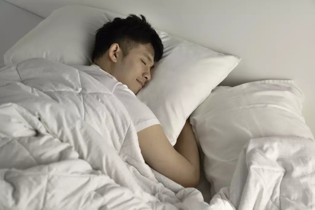 Handsome Young Asian Man Sleeping Bed
