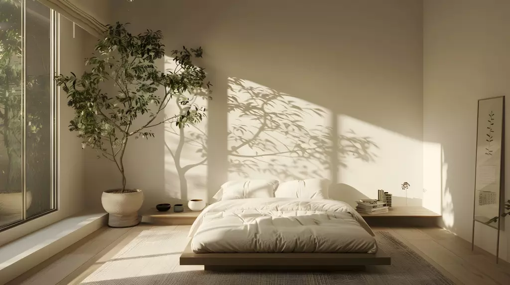 Minimalist Bedroom With Low Bed Natural Light
