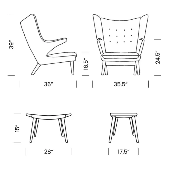 Papa Bear Chair and Ottoman Mobile Dimensions