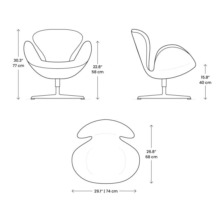 Dimensions Swan Chair Mobile - Swan Chair Replica