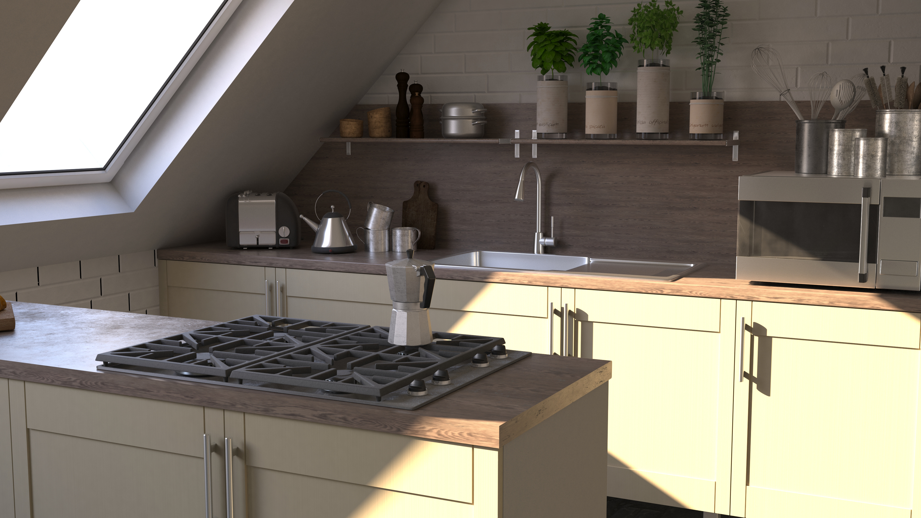 Render of 3D Contemporary kitchen