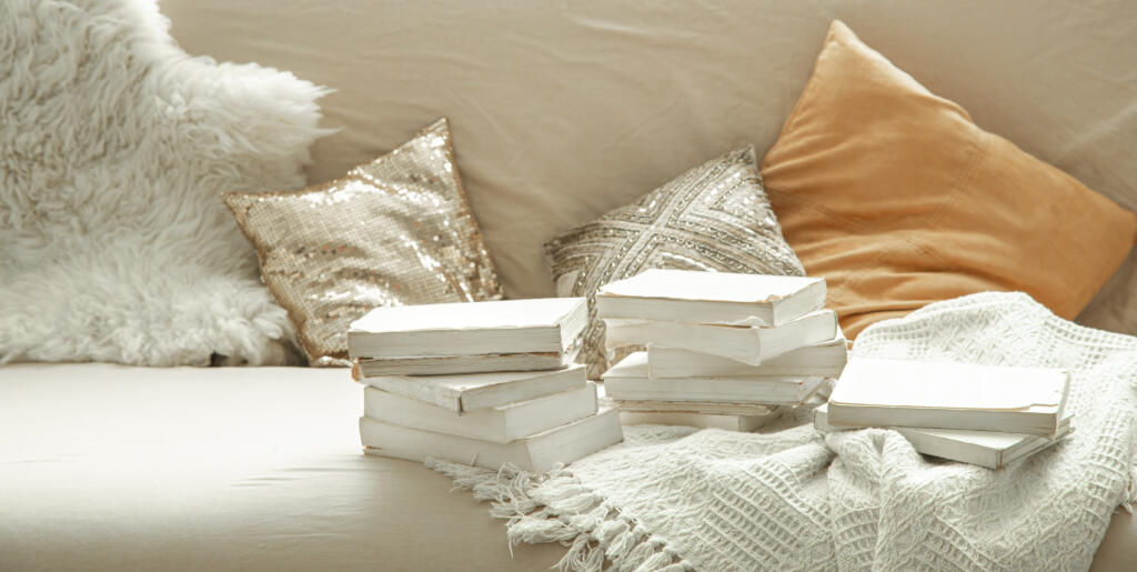 Cozy home atmosphere with books in the interior
