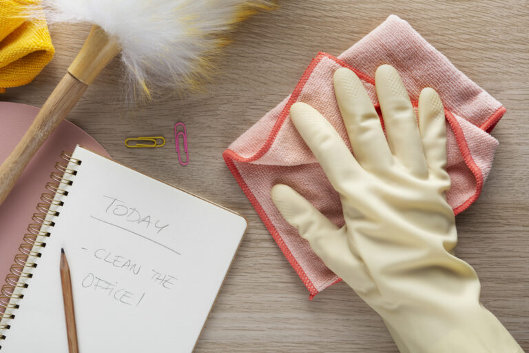 still life office cleaning process