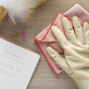 still life office cleaning process