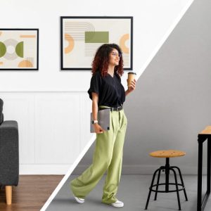 Two modern living zones in one room, showing how split living room ideas create clear purpose and flow in small and large spaces.