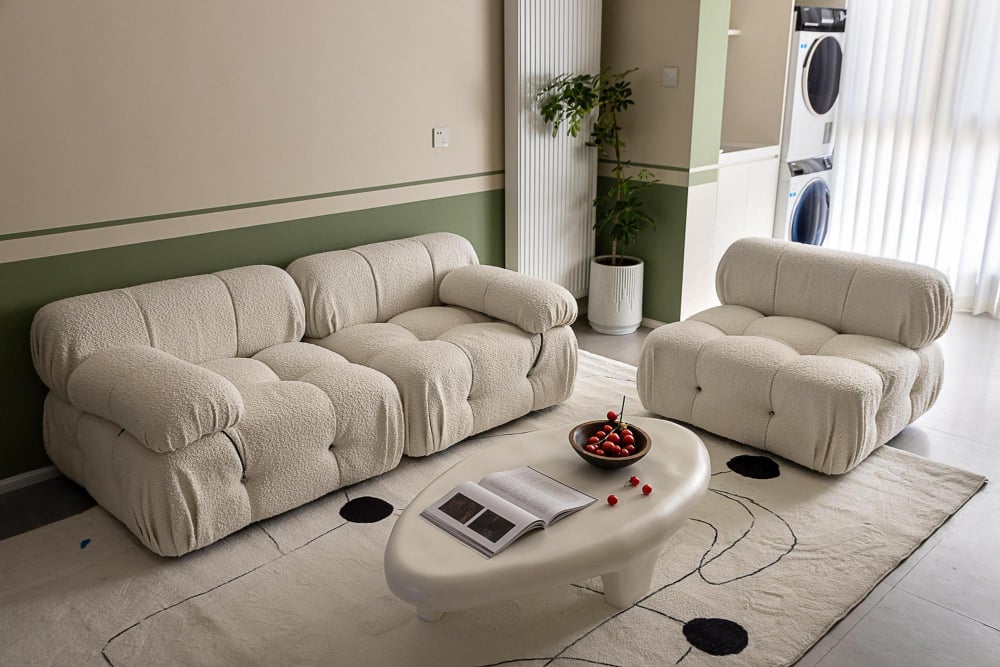 74712 | Sohnne® Mario Bellini sofa as the main piece in apartment living room decor ideas for modern and stylish look.