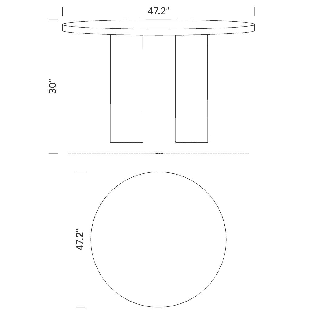 Dimensions Arlon Round Dining Table Mobile
