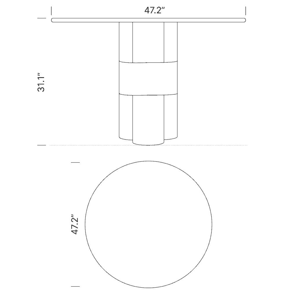 Dimensions FIrelli Round Dining Table Mobile