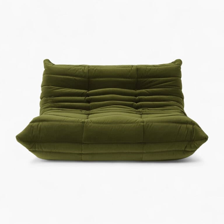 Ducaroy Loveseat Green Velvet 1 - Togo, Togo Loveseat Replica