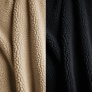 Close-up comparison of fleece and Sherpa fabrics side by side.