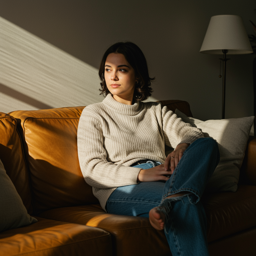 freepik candid photography with natural textures and highl 75491 | Sohnne® Close-up of light brown leather sofa texture showing high-quality craftsmanship.