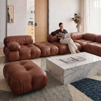 Camaleonda Sofa - Brown Leather (16) - Mario Bellini