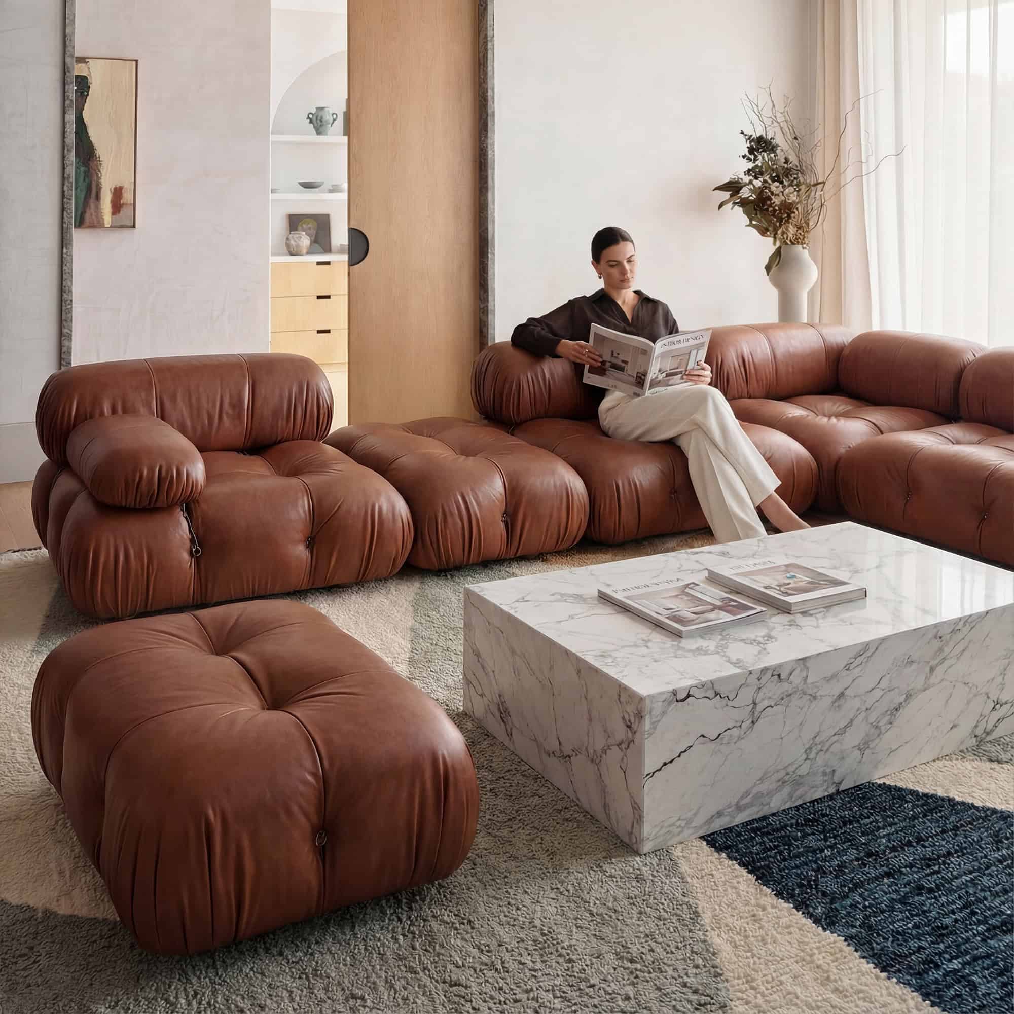 Camaleonda Sofa - Brown Leather (16) - Mario Bellini