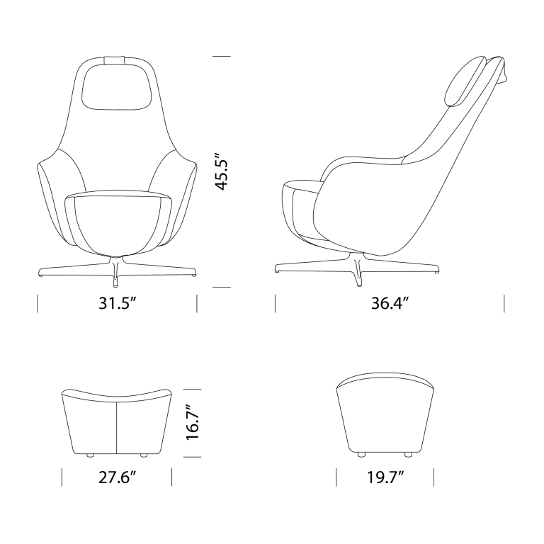 Harbor Laidback Armchair Dimensions