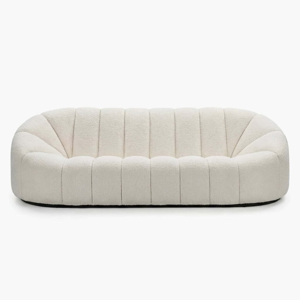 Alpha 3 Seater Sofa - White Bouclé (1)