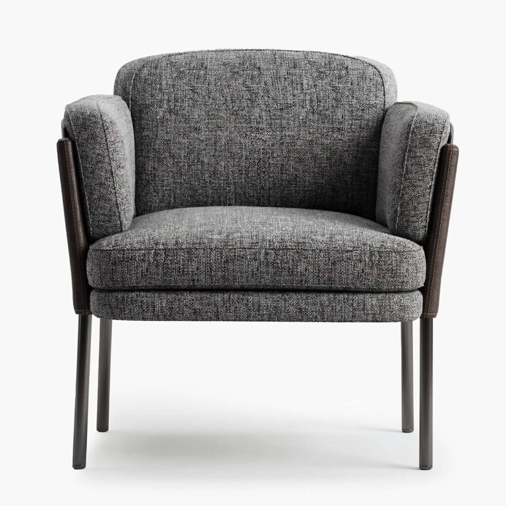 Shelley Dining Chair - Fabric Dark Brown Leather Cover (1)