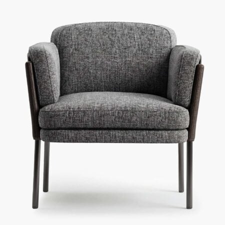 Shelley Dining Chair - Fabric Dark Brown Leather Cover (1)