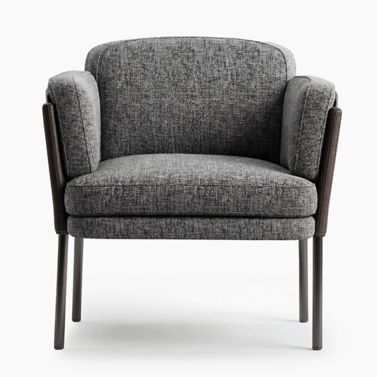 Shelley Dining Chair - Fabric Dark Brown Leather Cover (1)