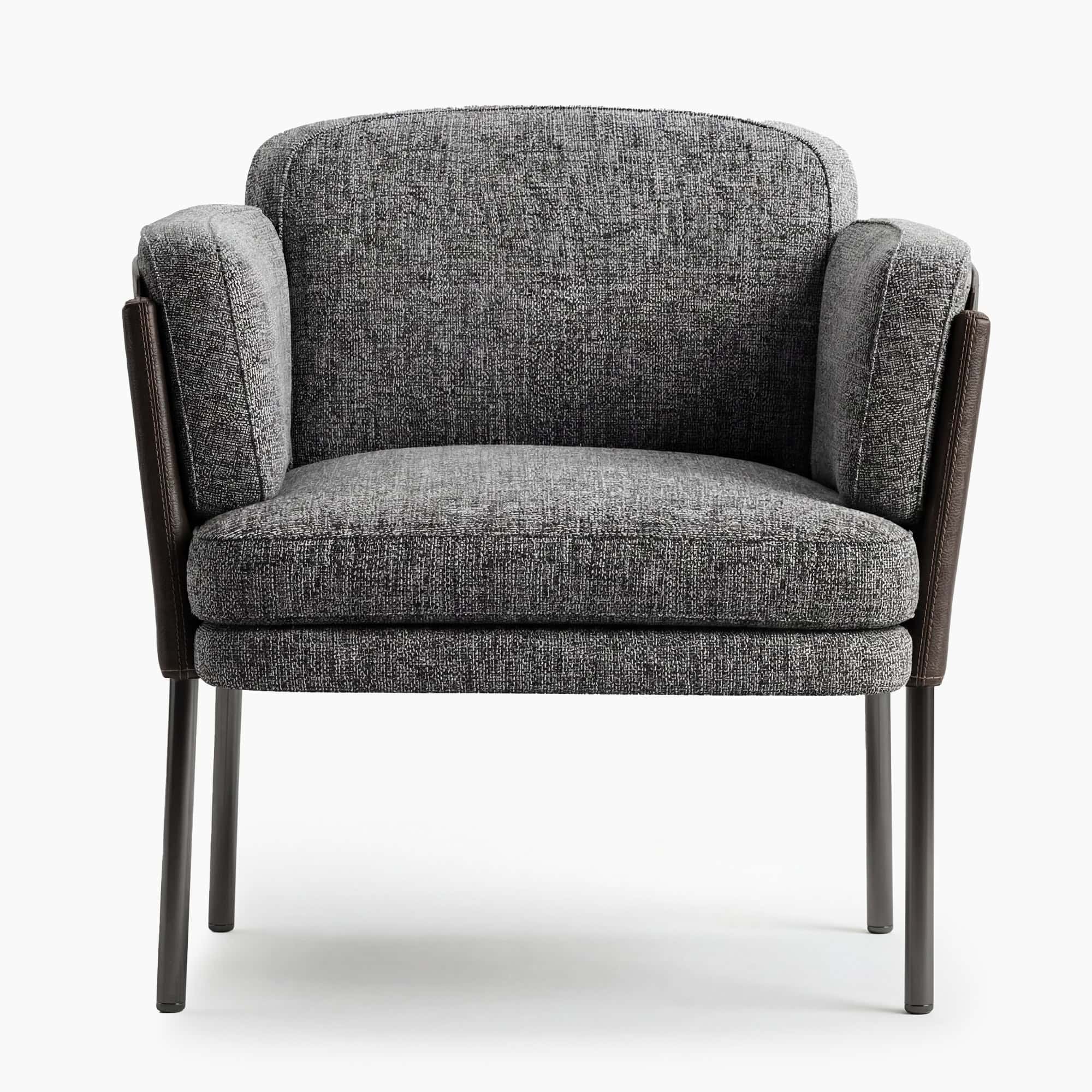 Shelley Dining Chair - Fabric Dark Brown Leather Cover (1)