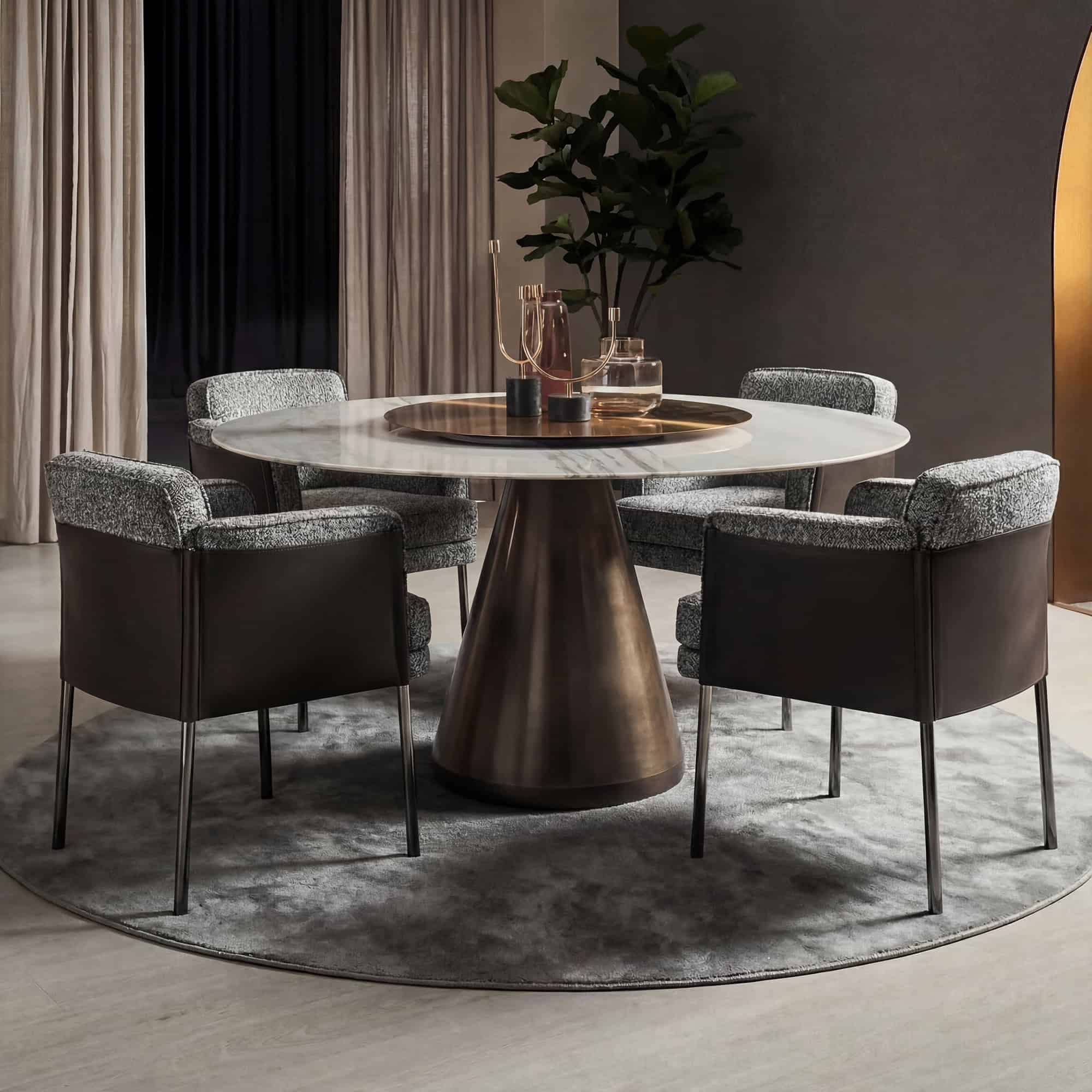 Shelley Dining Chair - Fabric Dark Brown Leather Cover (11)