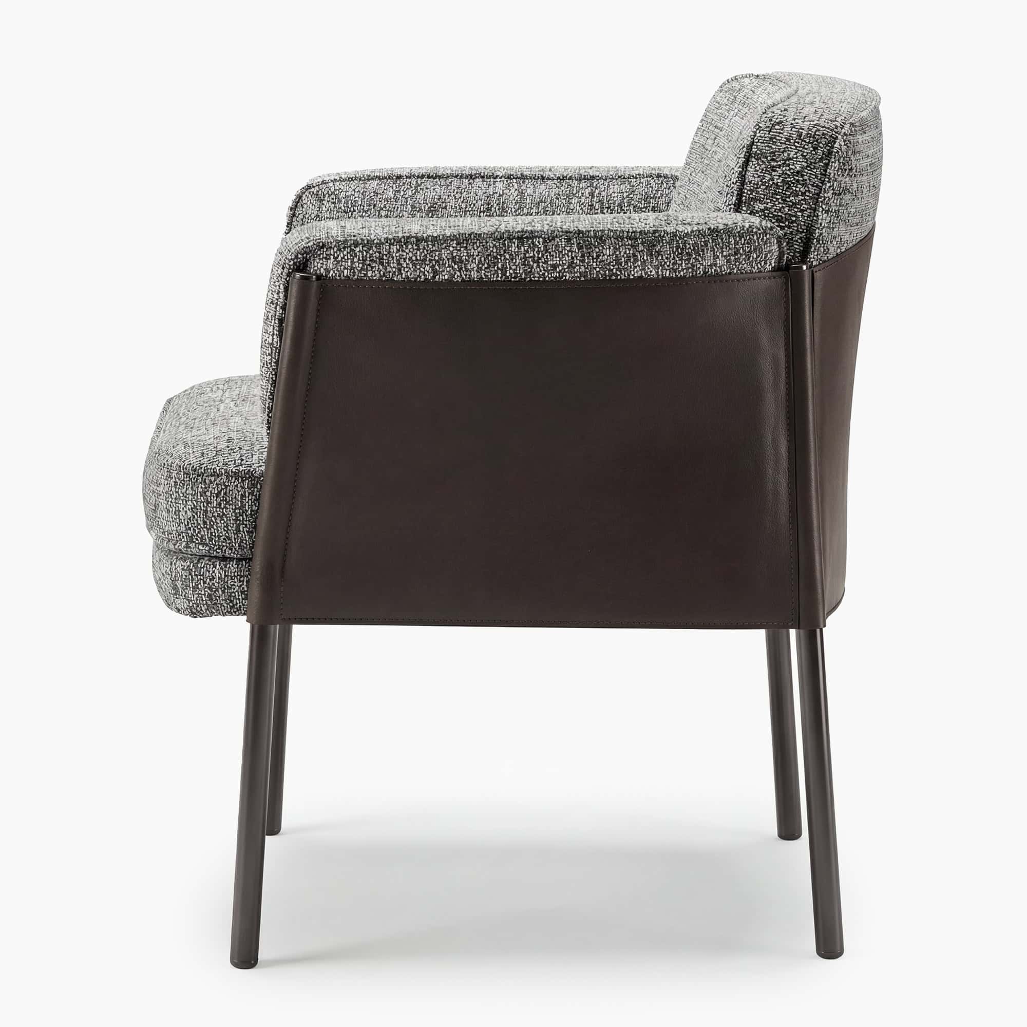 Shelley Dining Chair - Fabric Dark Brown Leather Cover (3) Shelley Dining Chair - Fabric Dark Brown Leather Cover (3)