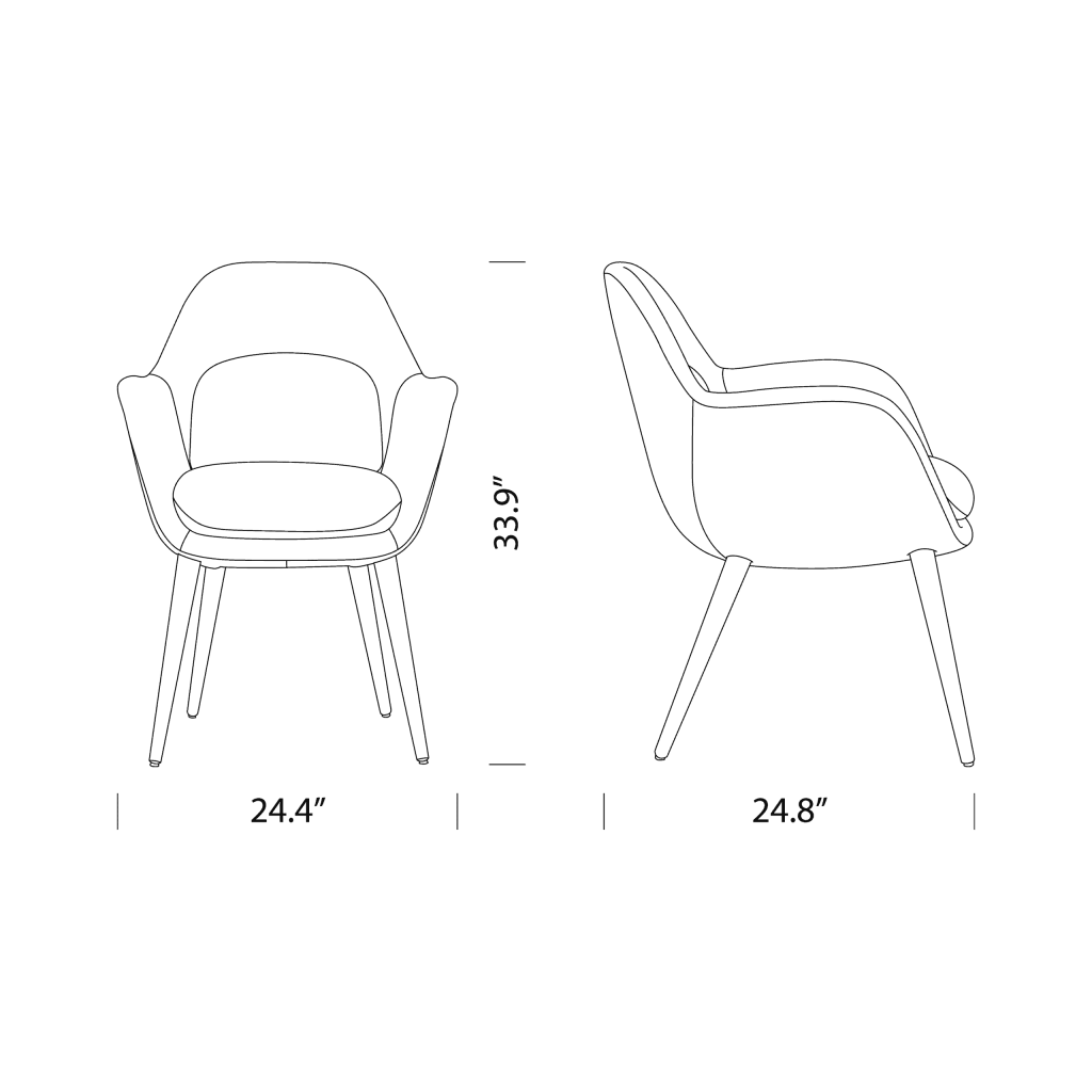 Swoon Dining Armchair Wood base Dimensions