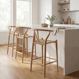 Wishbone Barstool Oak 1