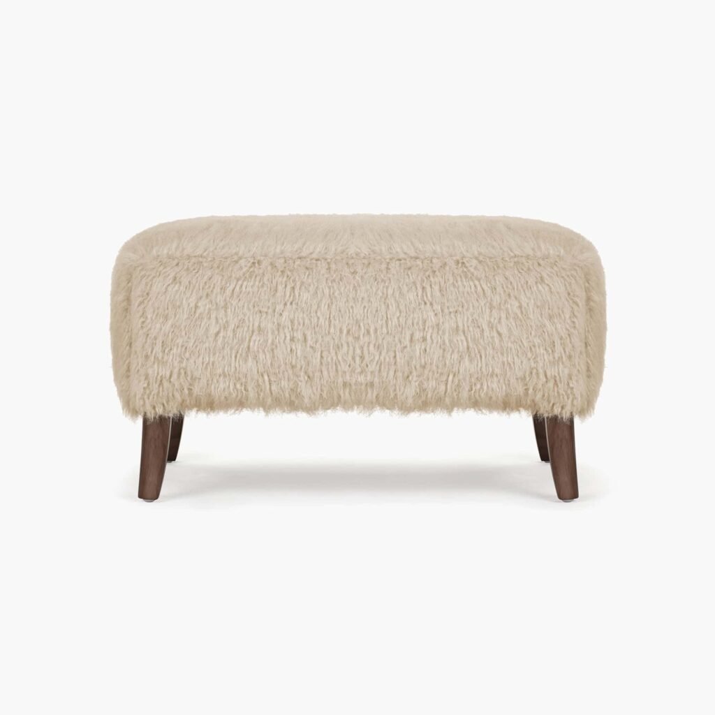 Yeti Sheepskin Ottoman - Almond Long Hair (1) - Yeti Sheepskin