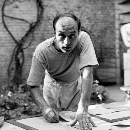 Isamu Noguchi designing and Sclupting