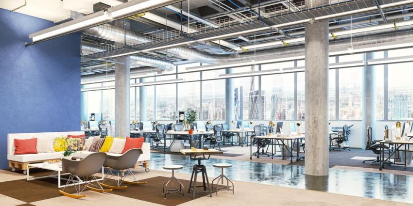 Open Plan Office Design architecture - Wooden Desk Chair