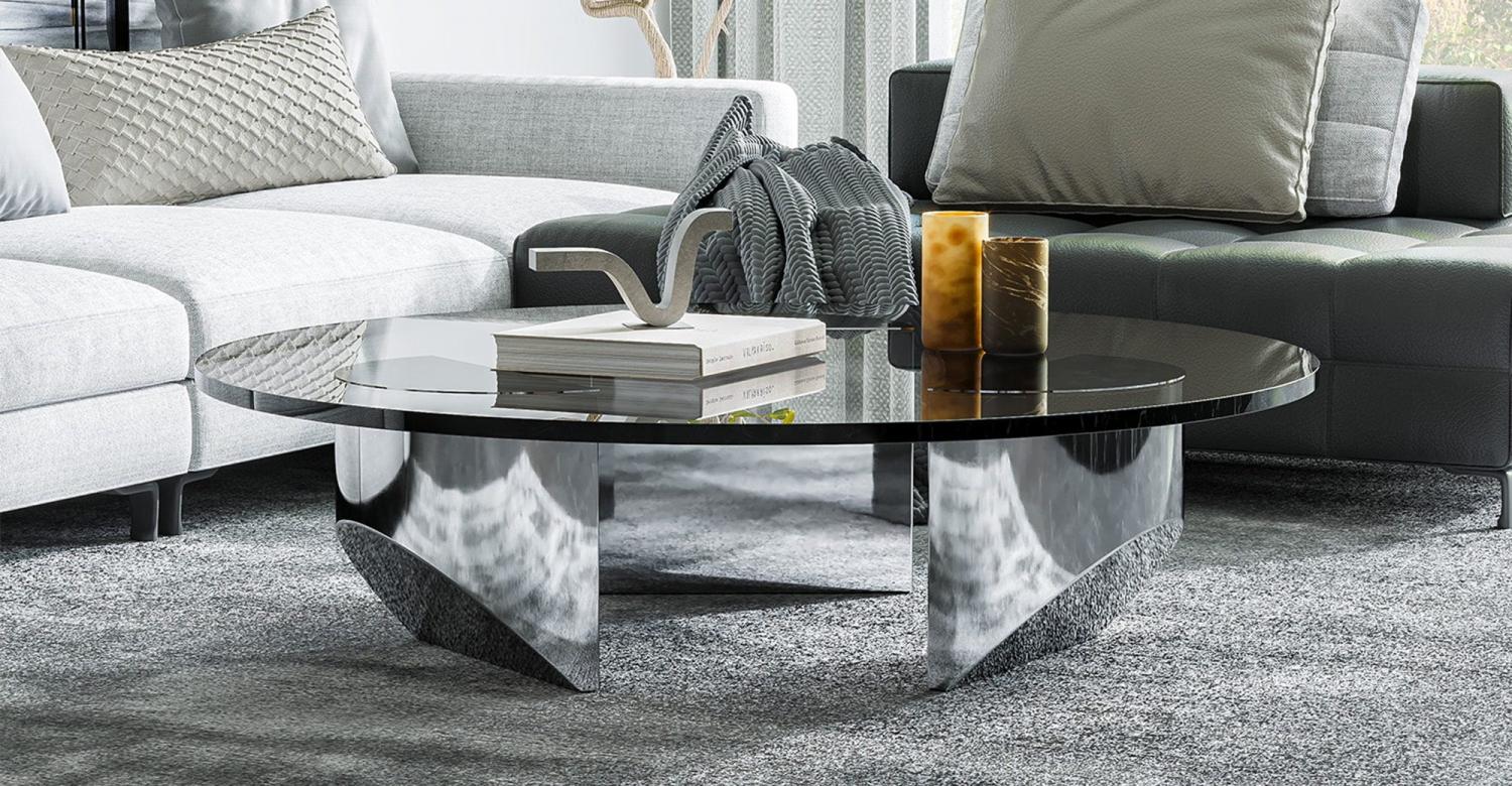 Wedge Coffee Table Replica_Black Polish Steel 1